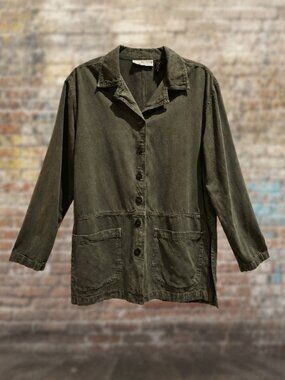 Dress Barn Tencel/Cotton Olive Green Button Down Shirt